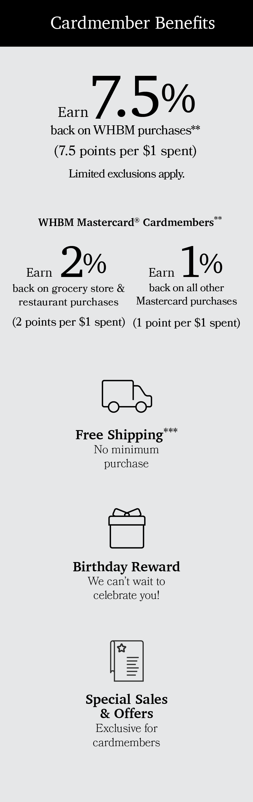 WHBM cardmember benefits