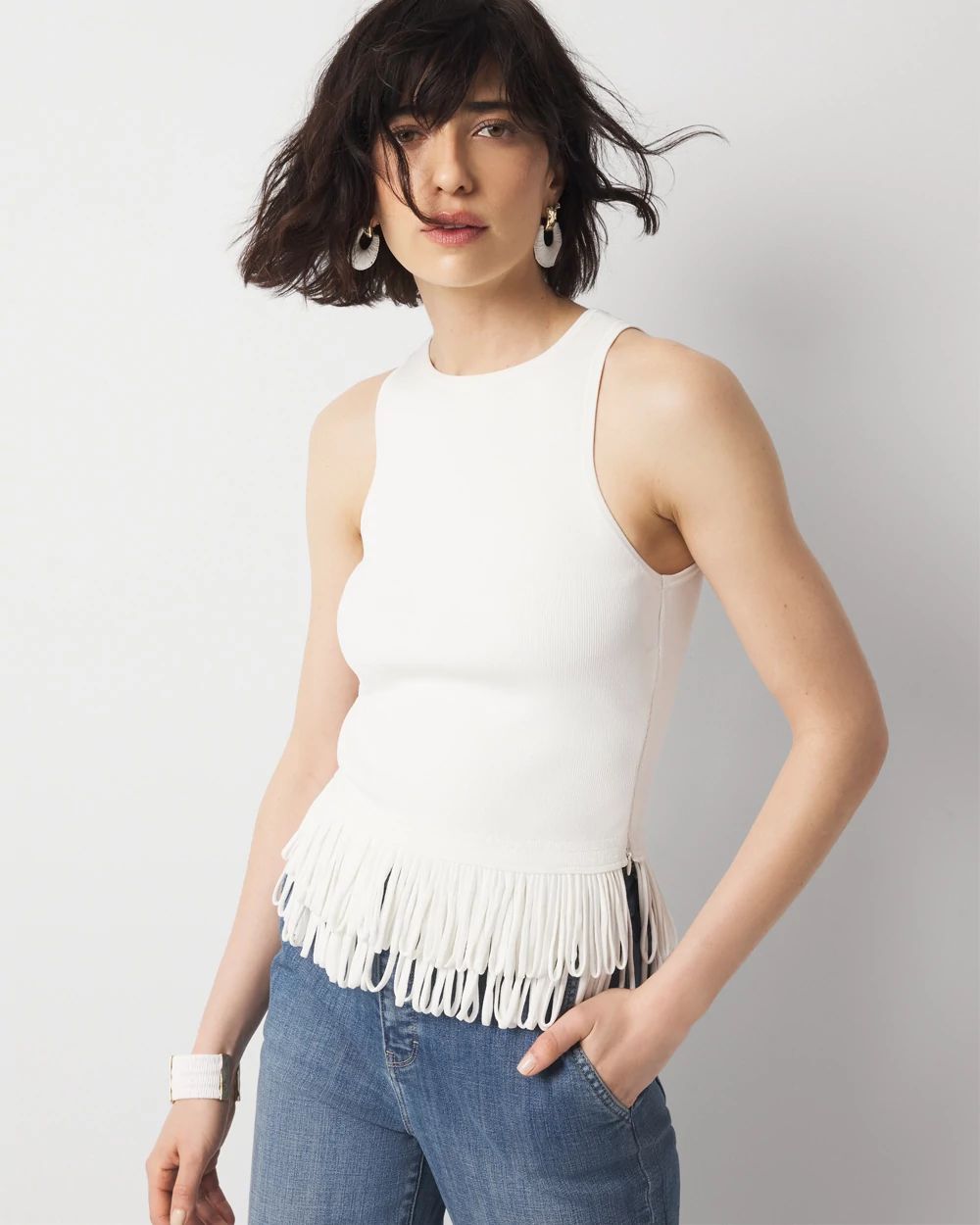 Fringe Hem Sweater Tank