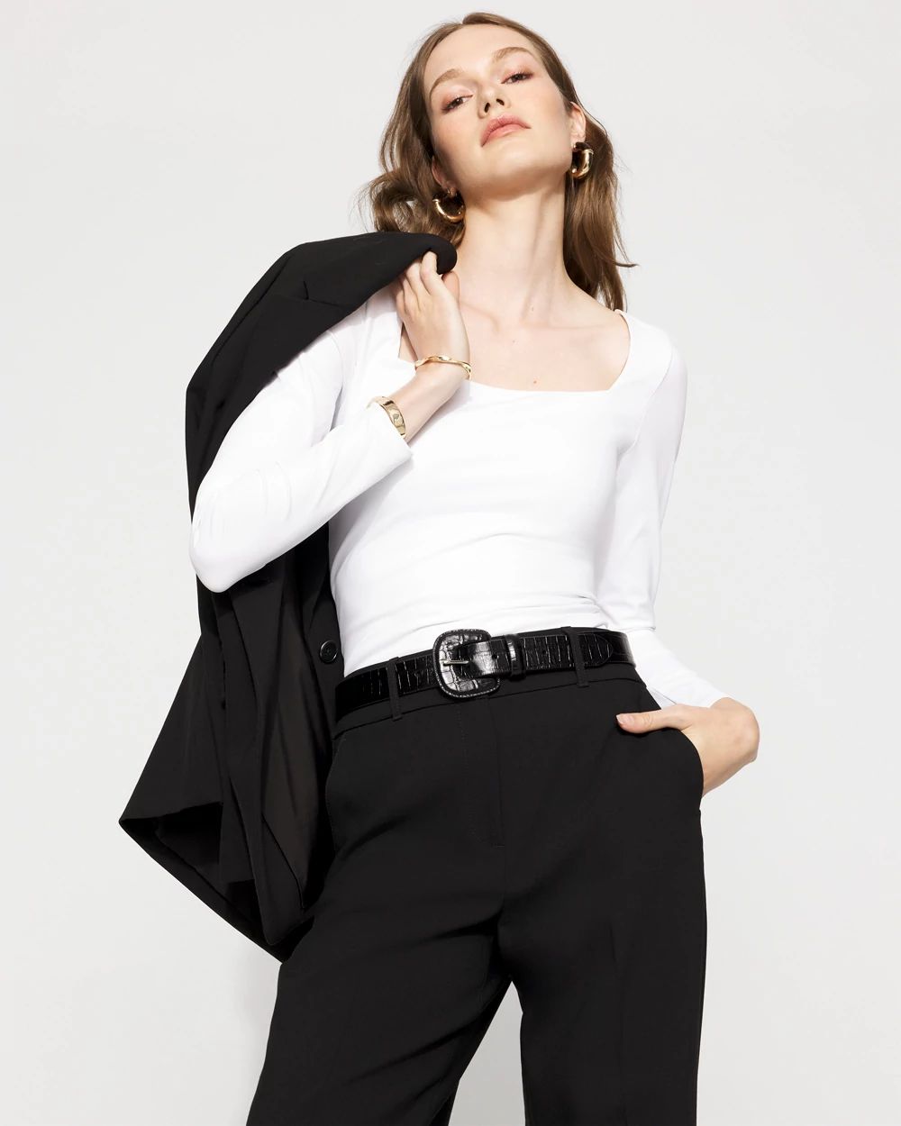 WHBM FORME™ All Ways Stretch Square Neck Long-Sleeve Tee