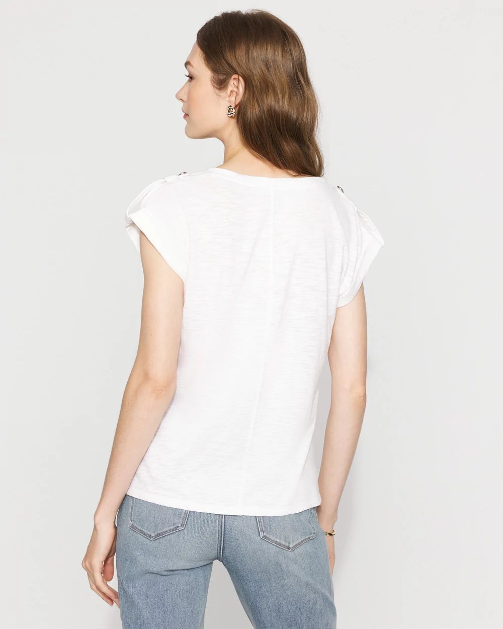 V-Neck Tee with Epaulets
