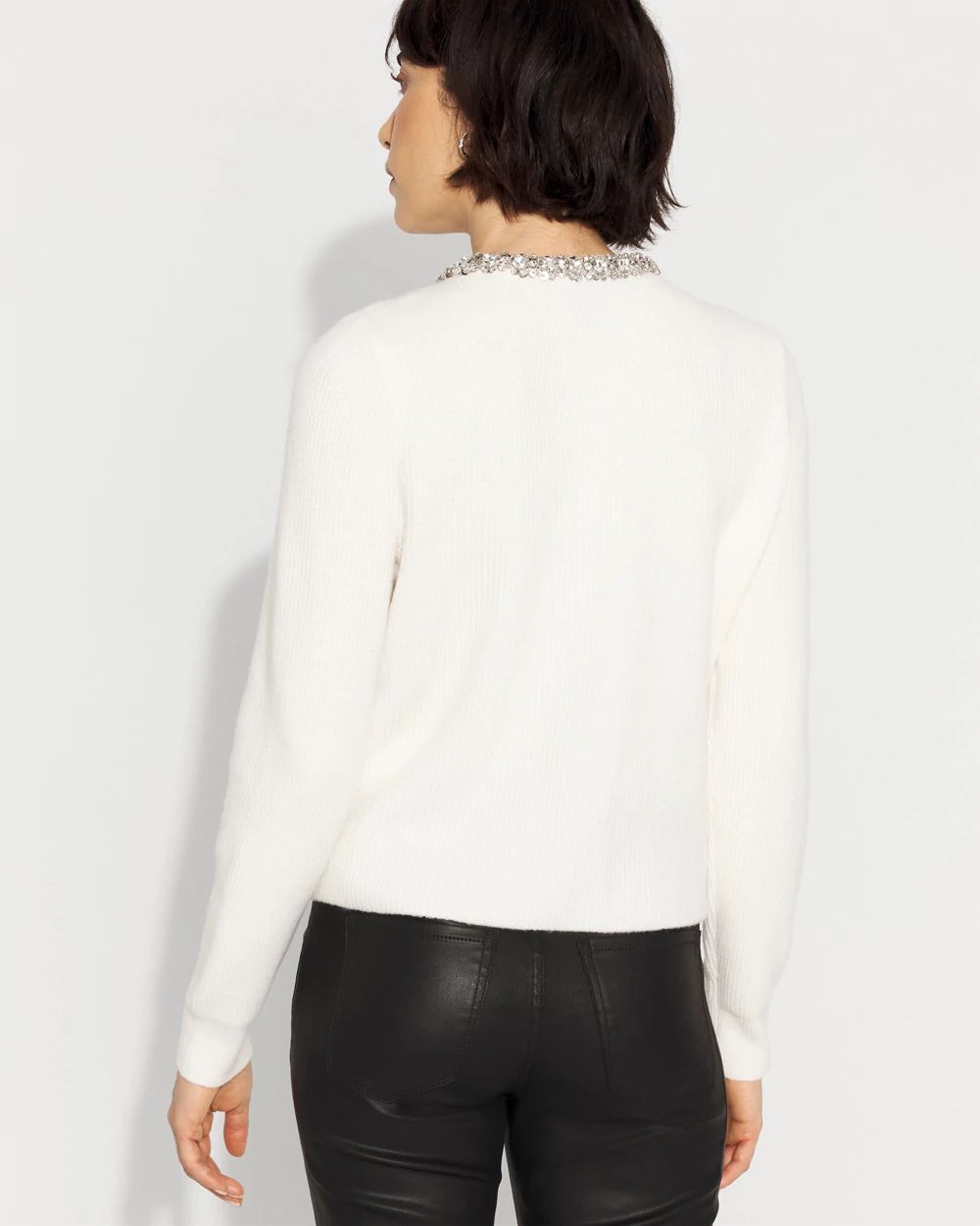 Embellished Button-Front Cardigan