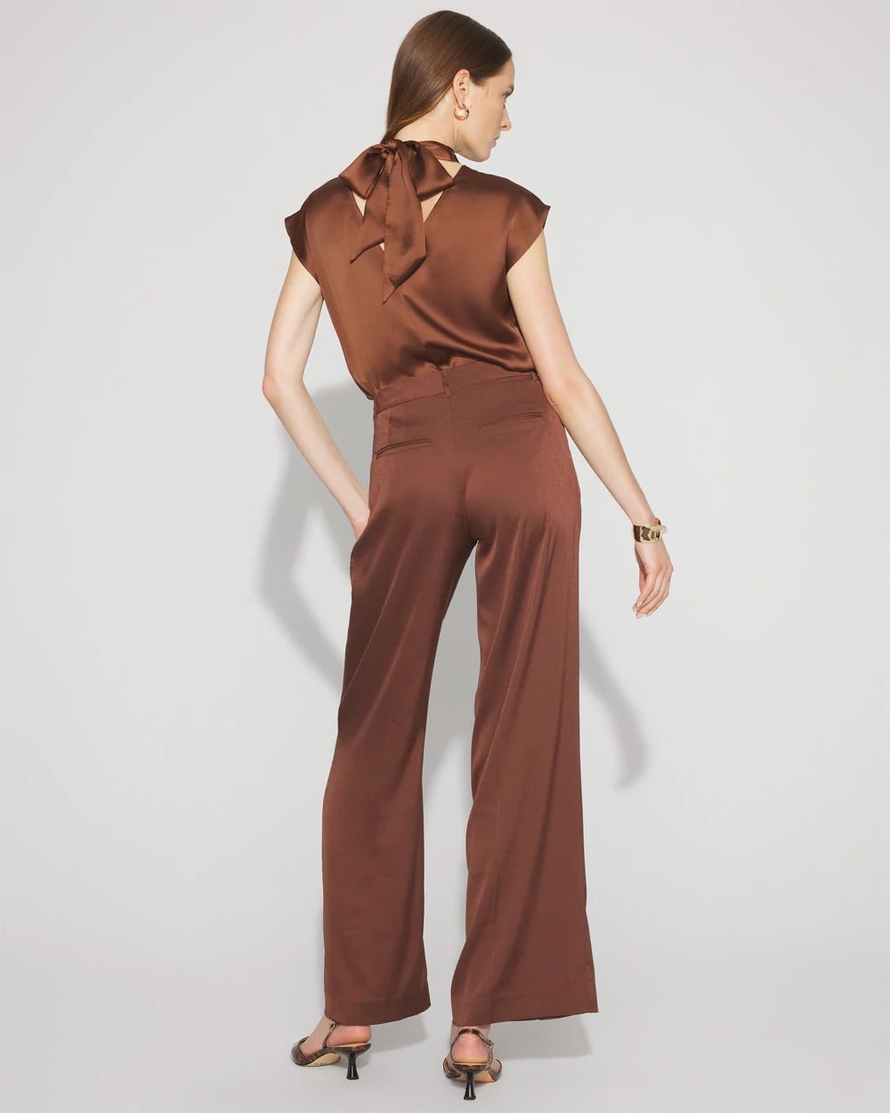 Jacquard Pleated Wide-Leg Pant
