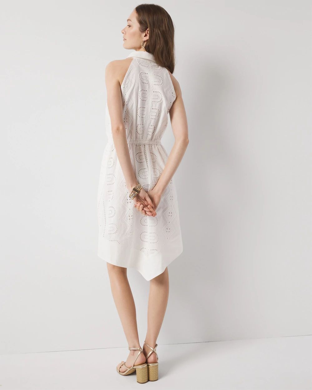 Cotton Eyelet Asymmetric Dress