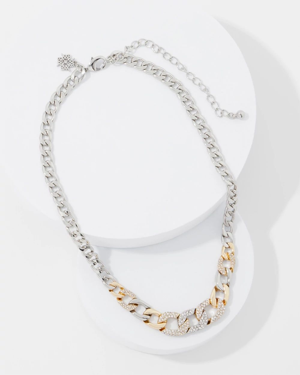 Gold + Silver Pavé Link Necklace