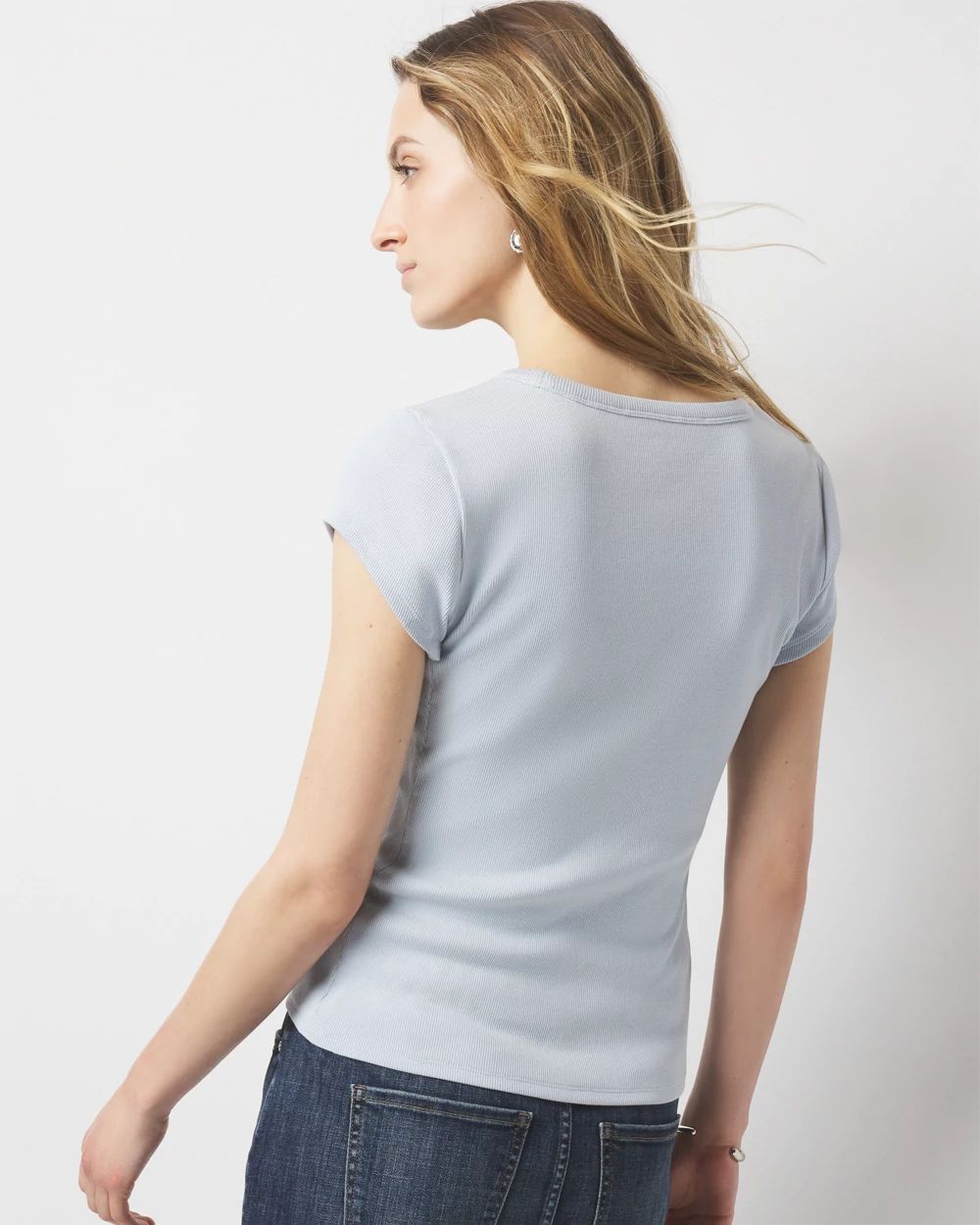 WHBMFORME™ Ribbed Stretch Scoop Neck Tee