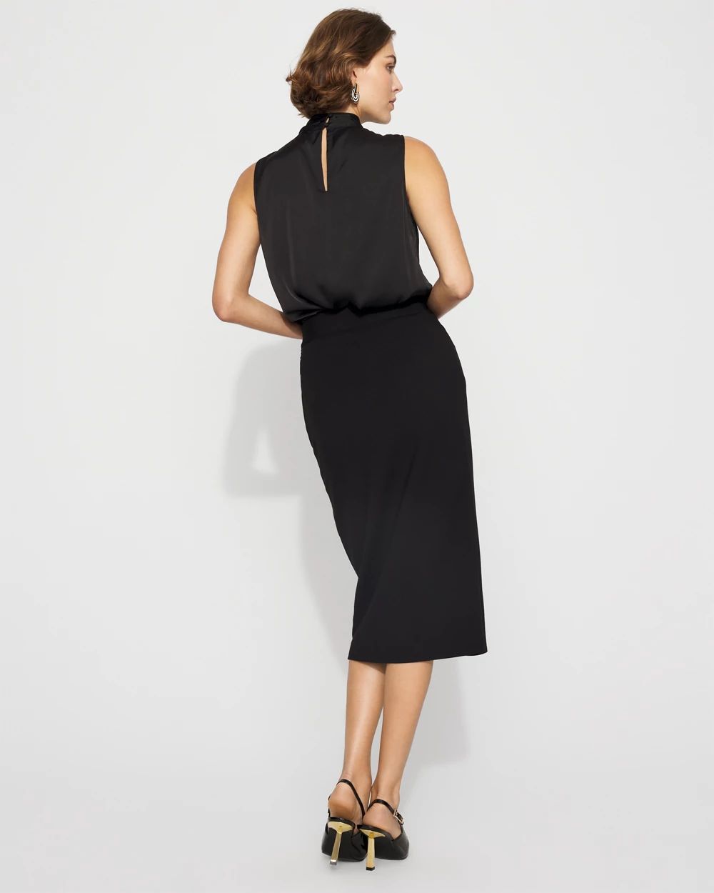 Asymmetrical Faux-Wrap Pencil Skirt