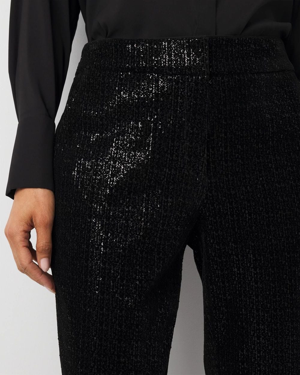Zoey Sequin Velvet Straight Pant