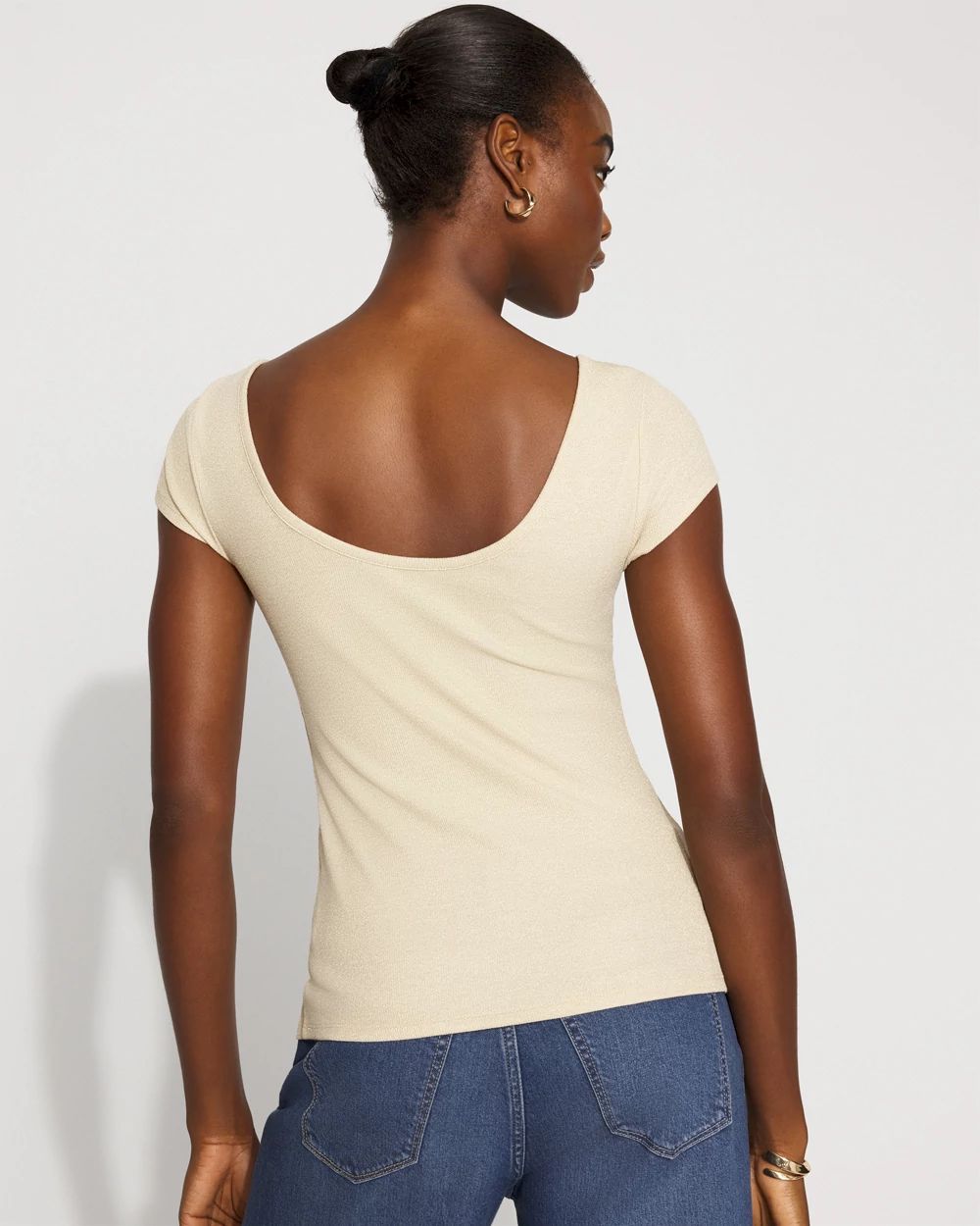 WHBM FORME™ Ribbed Stretch Metallic Tee