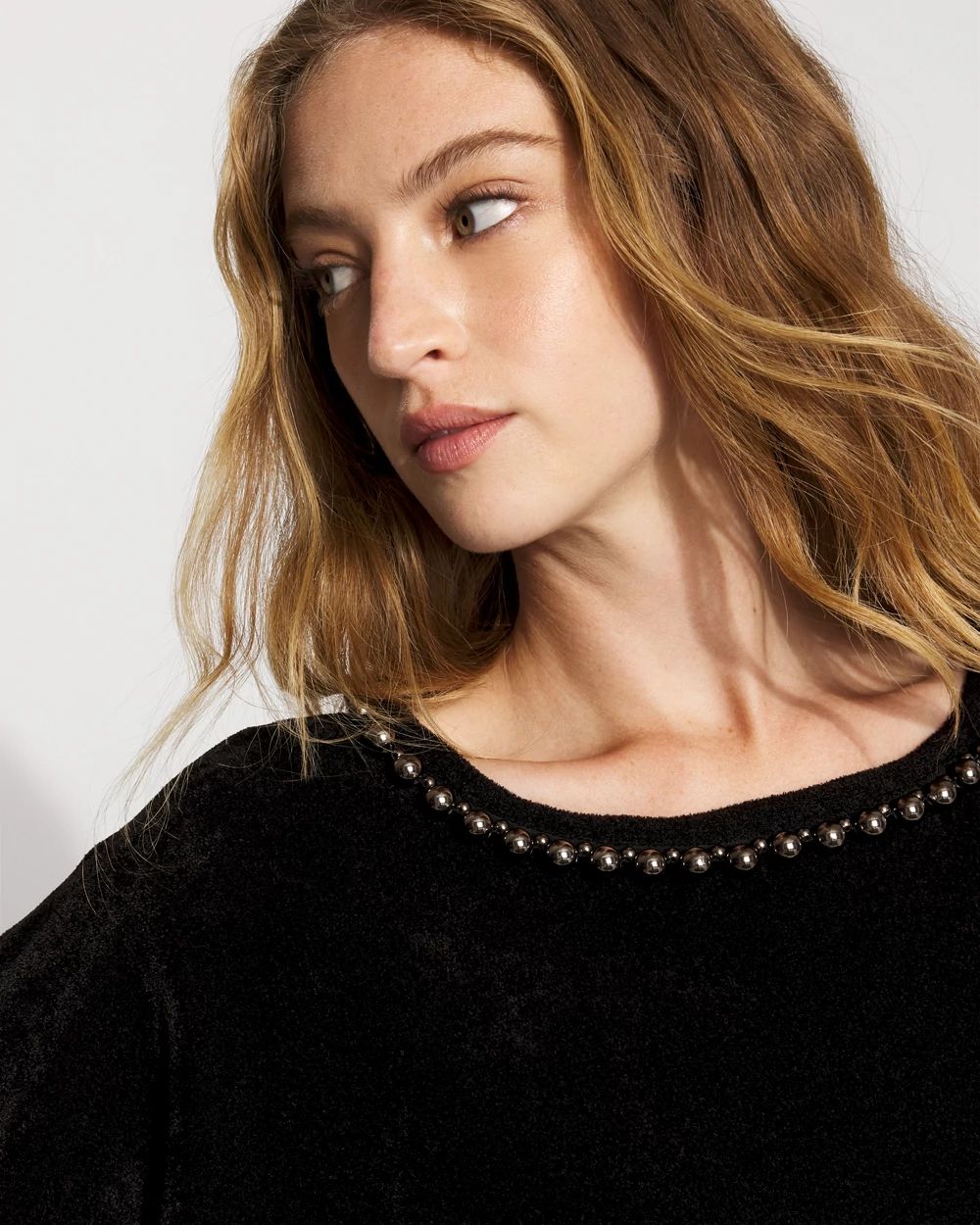 Embellished Dolman Chenille Sweater