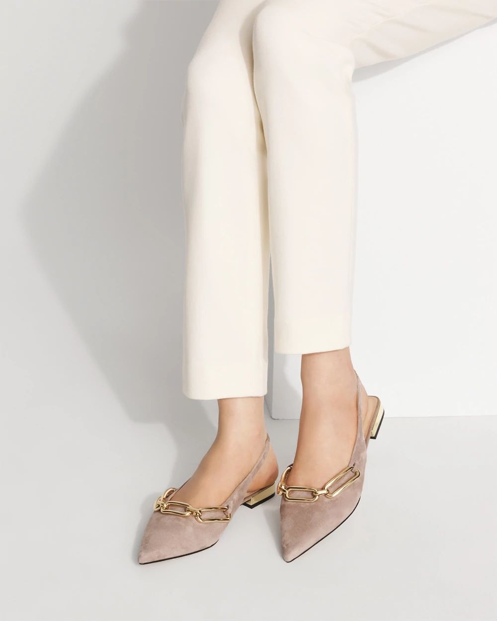 Suede Chain-Detail Slingback