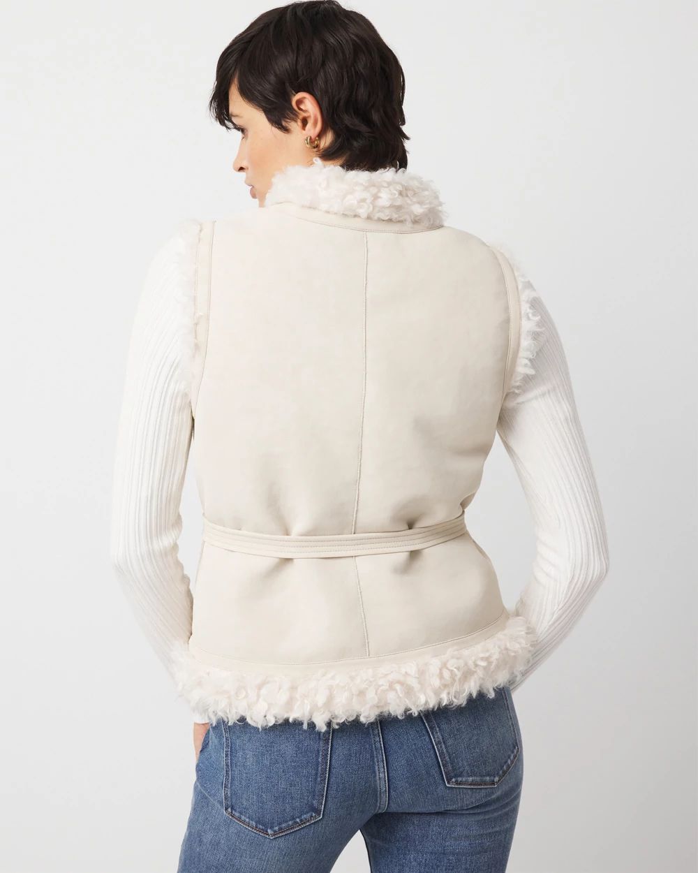 Reversible Faux Suede Sherpa Vest