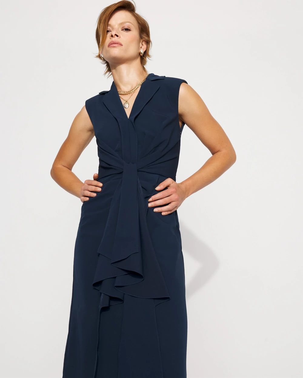 Petite Blazer Faux Wrap Midi Dress