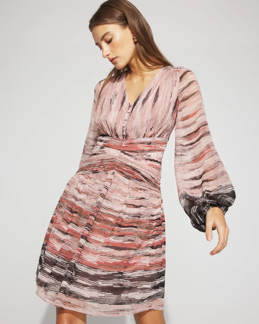 V-Neck Printed Mini Dress