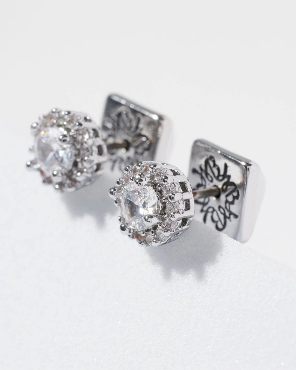 CZ Halo Stud Earrings