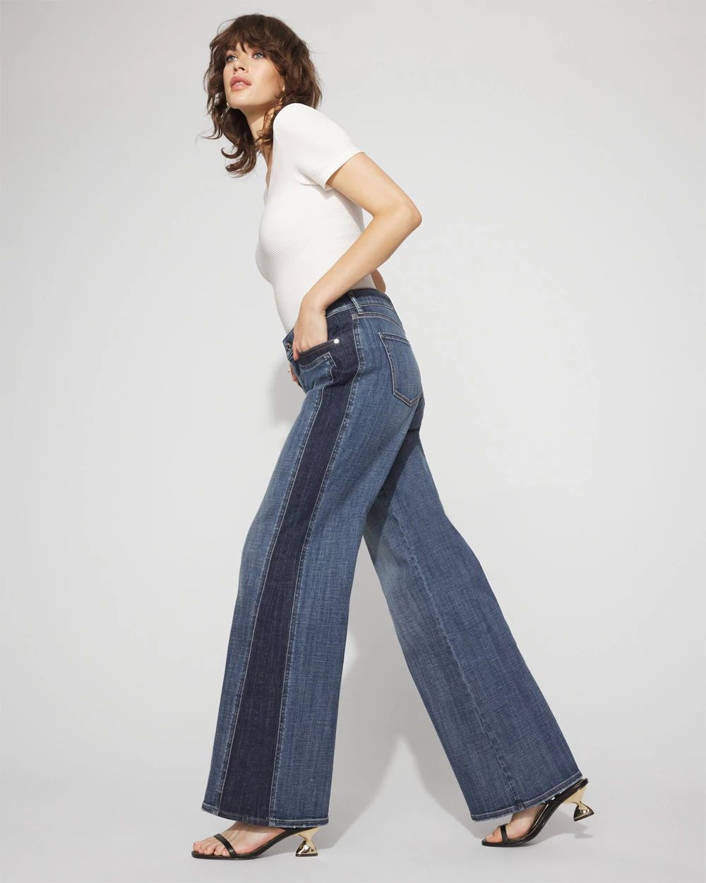 High-Rise Colorblocked Wide-Leg Jean