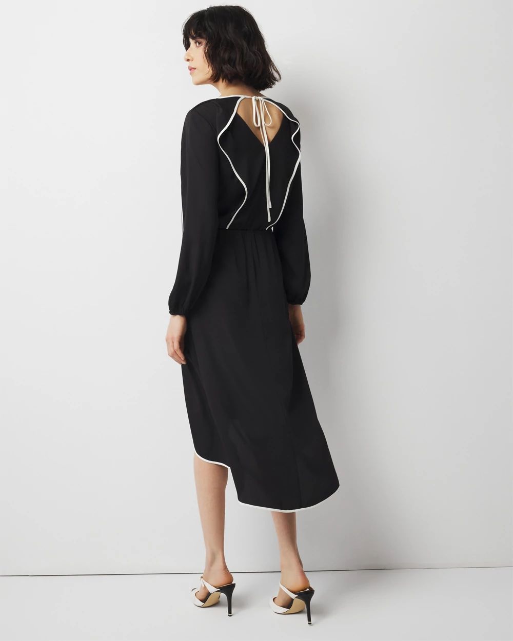 Contrast Ruffle Midi Dress