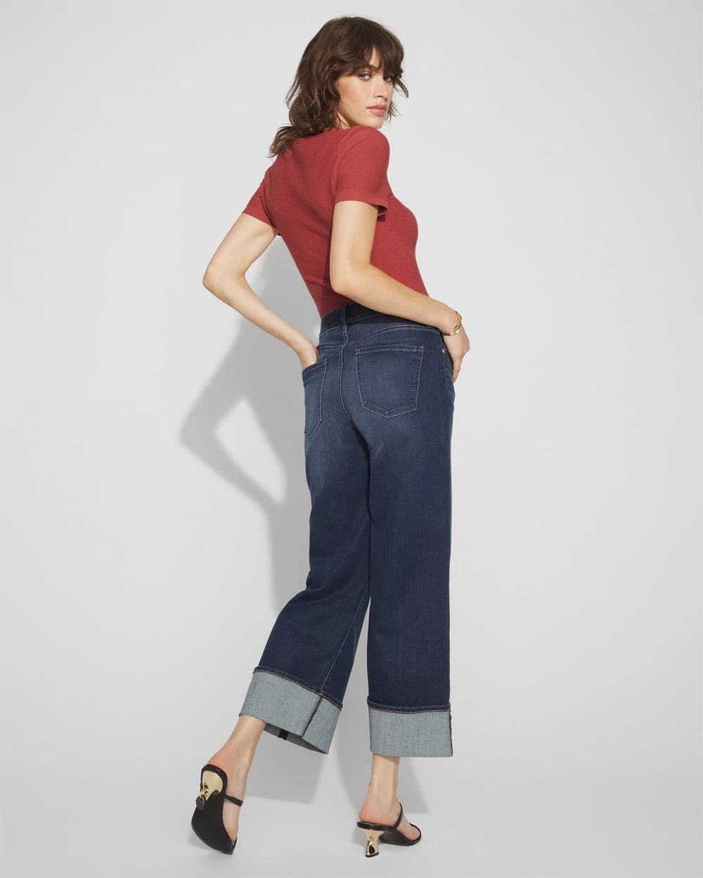High-Rise Cuffed Wide-Leg Cropped Jean