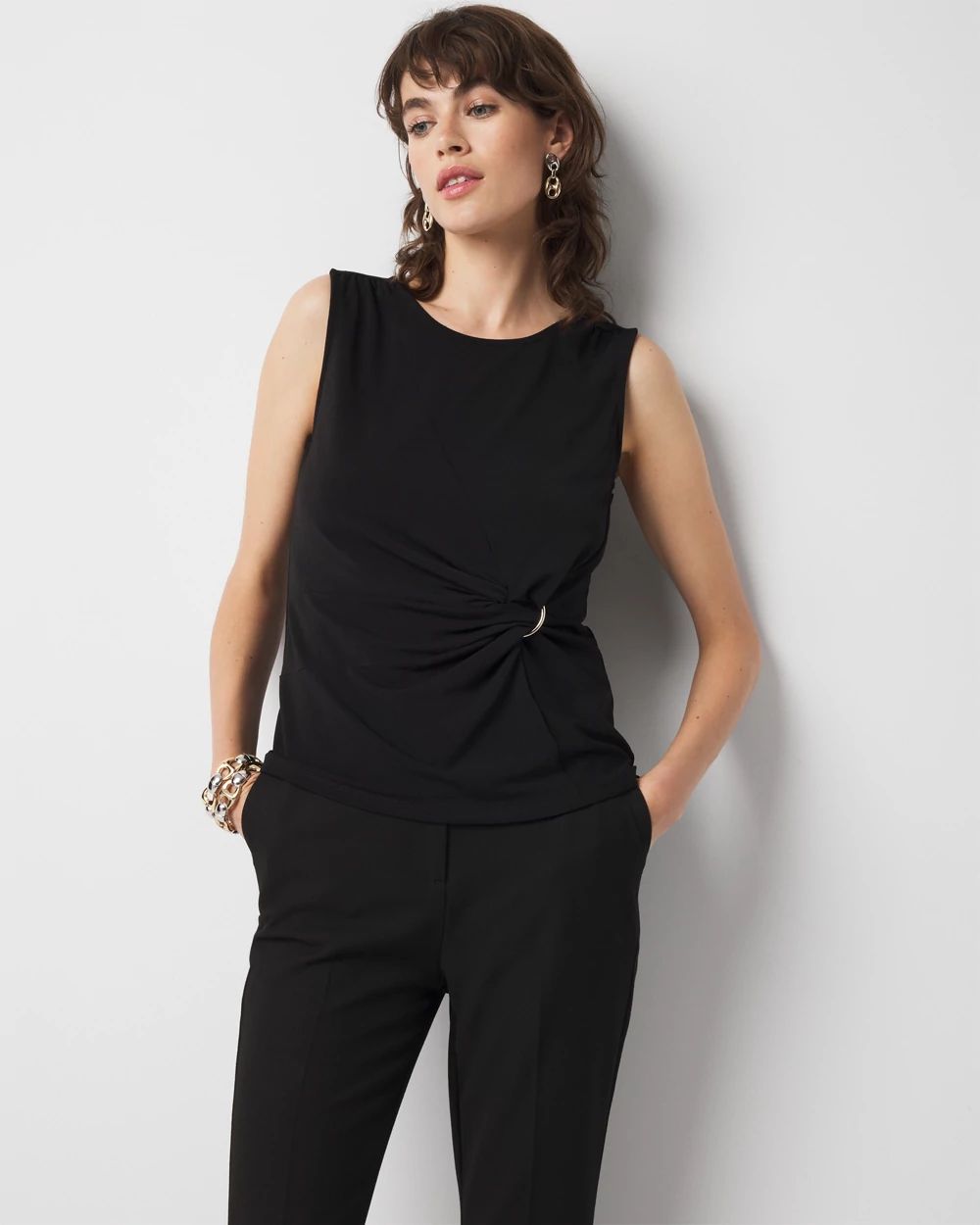 Ring Detail Ruched Tank