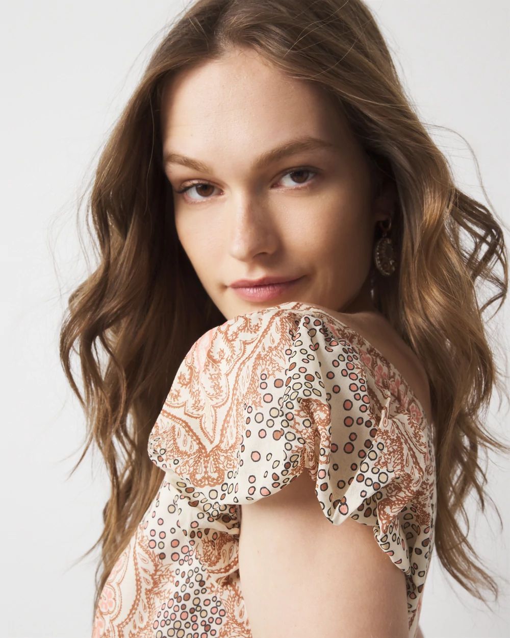 Puff-Sleeve Paisley Top