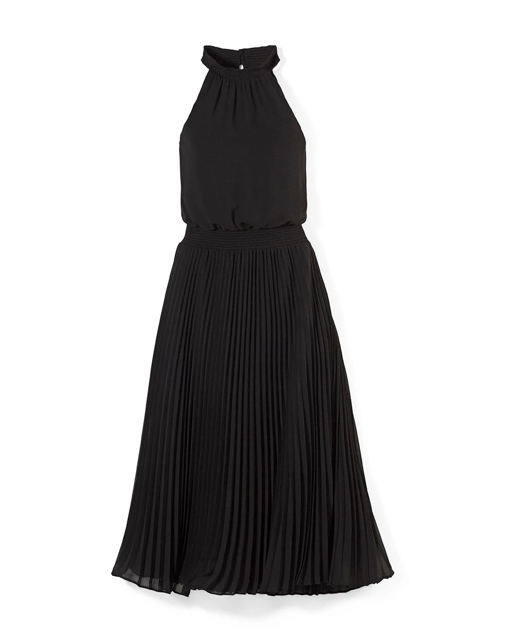 Pleated Halter Midi Dress click to view larger image.