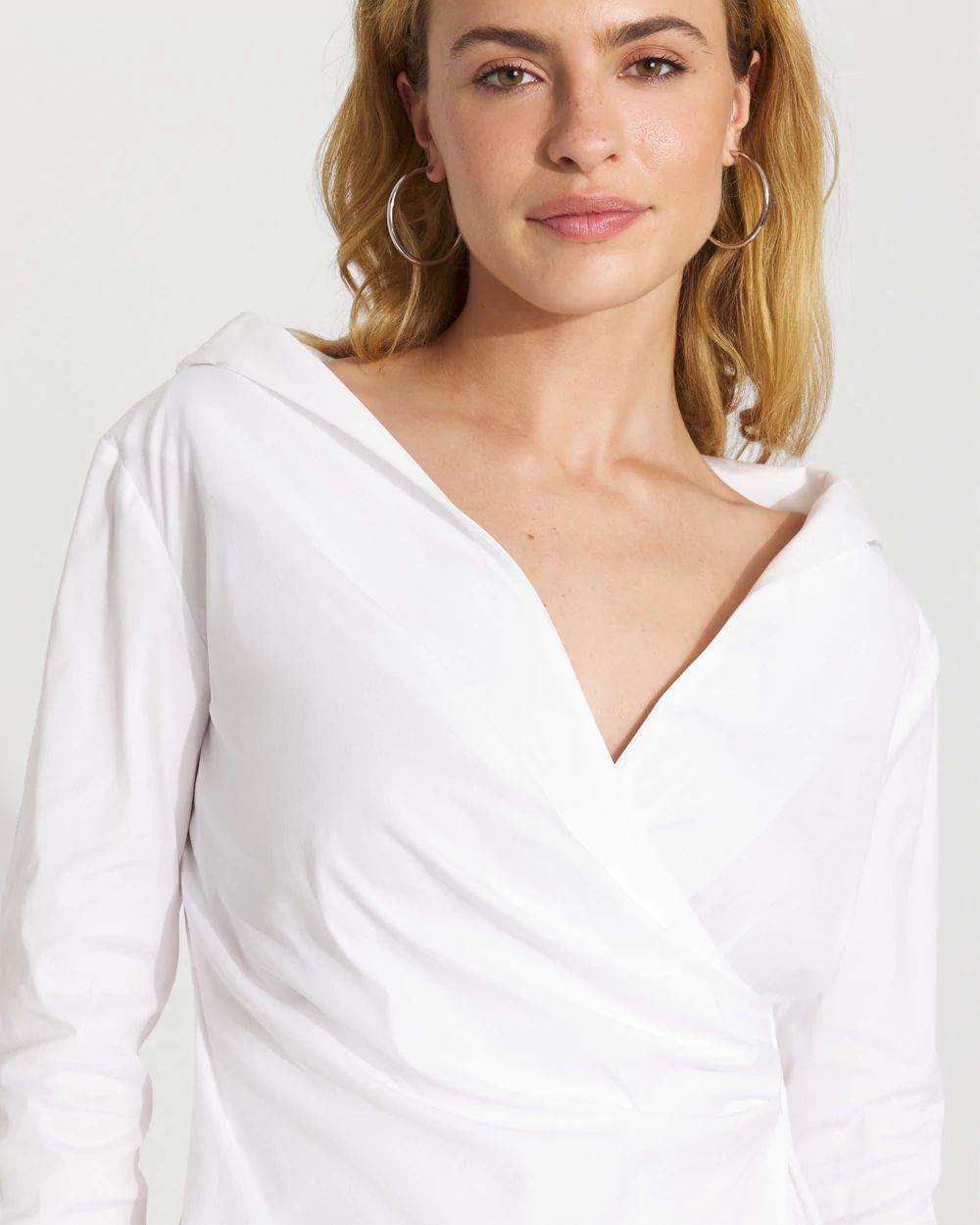 Asymmetric Poplin Wrap Shirt