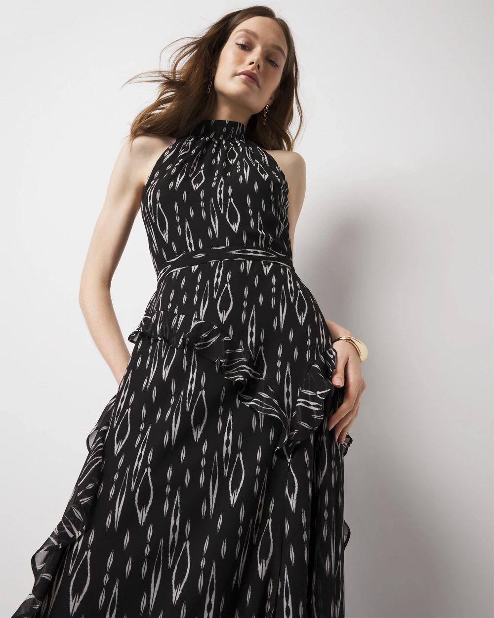 Ruffle Halter Midi Dress