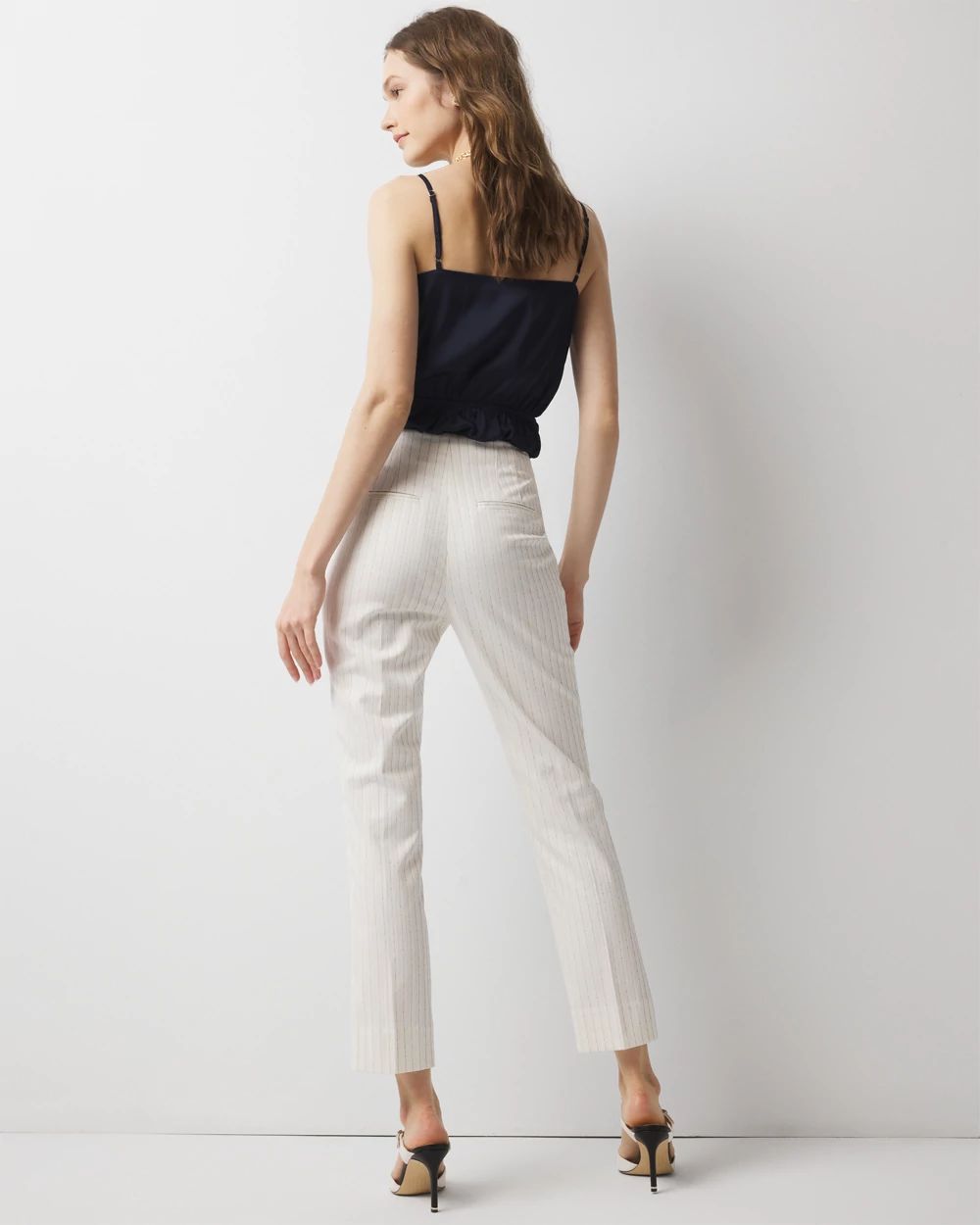 High-Rise Straight Pinstripe Pant
