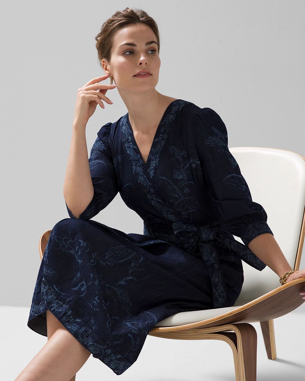 Denim Wrap Midi Dress