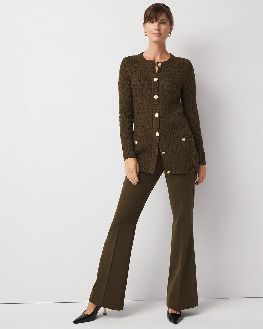 Longline Cable Knit Cardigan Sweater