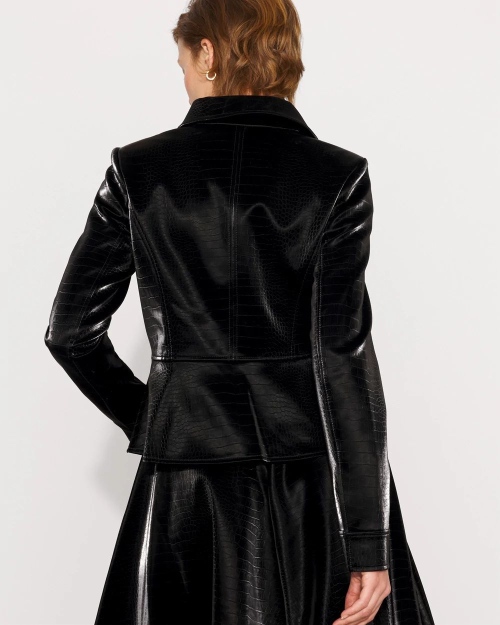 Faux Crocodile Peplum Jacket