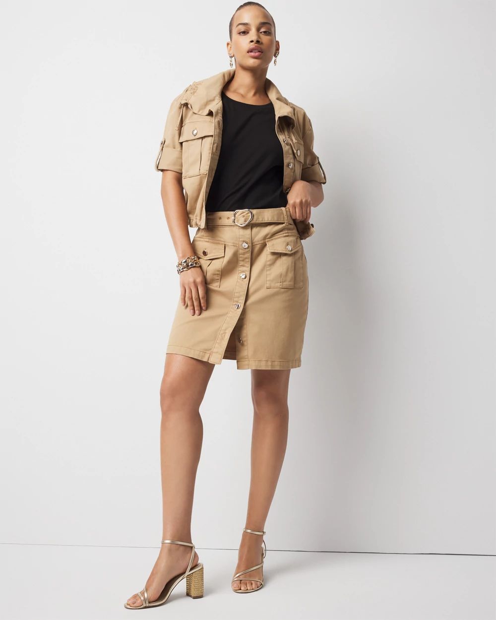 Belted Cargo Mini Skirt