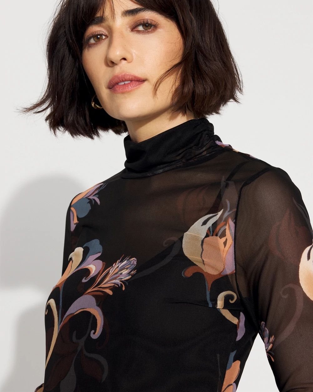 Long Sleeve Mesh Turtleneck