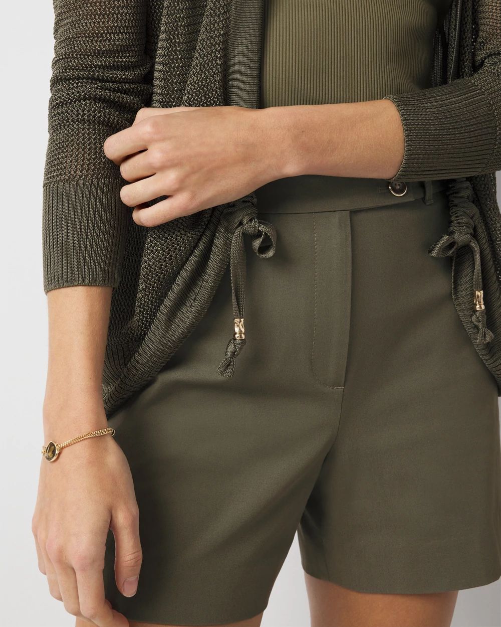 Mesh Cinched Cardigan Sweater