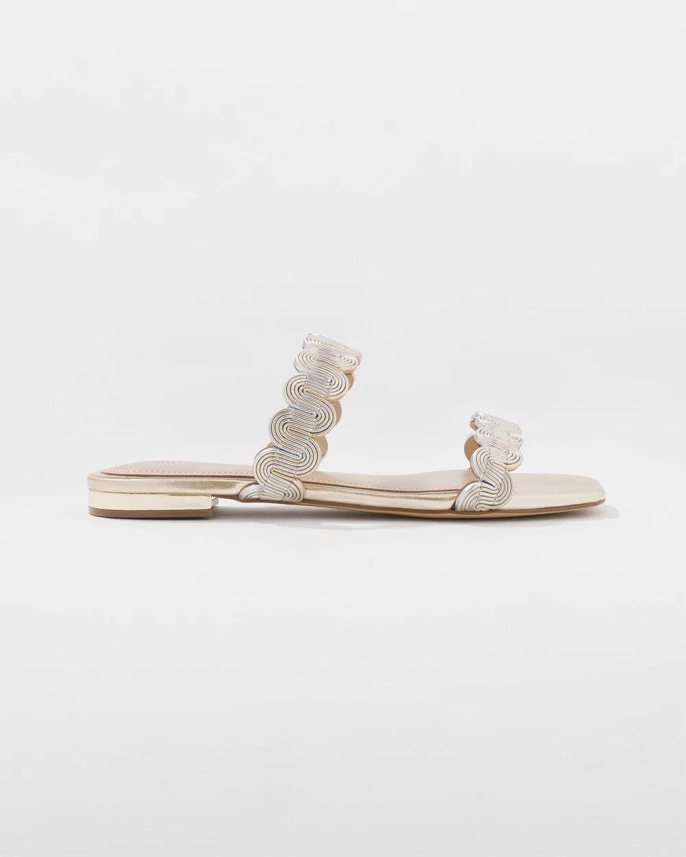 Mixed Metal Flat Sandal