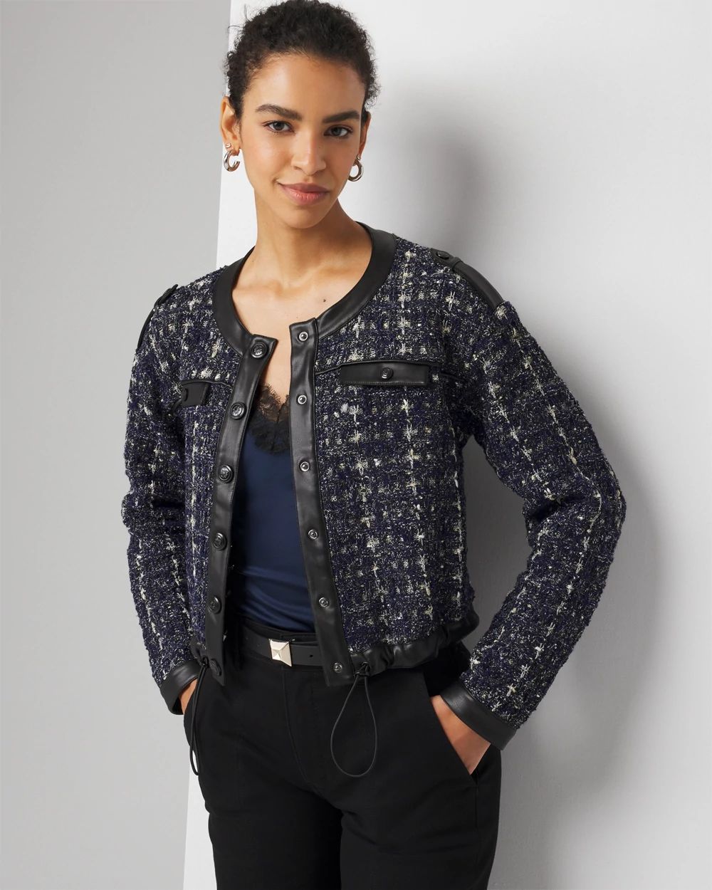 Cropped Tweed Sweater Jacket