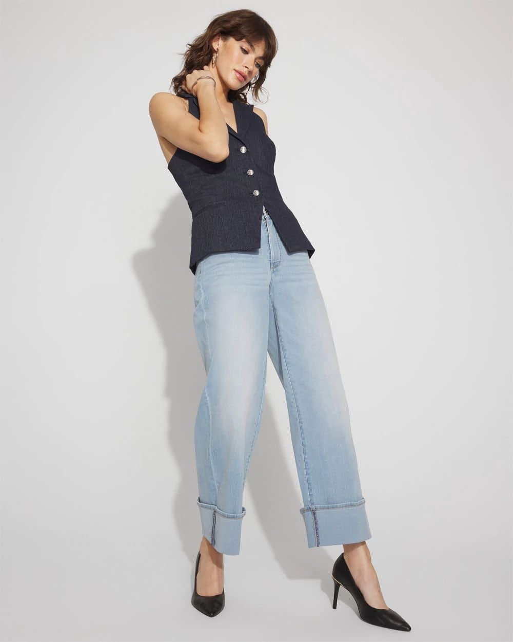 Longline Halter Vest with Lace-Up Back