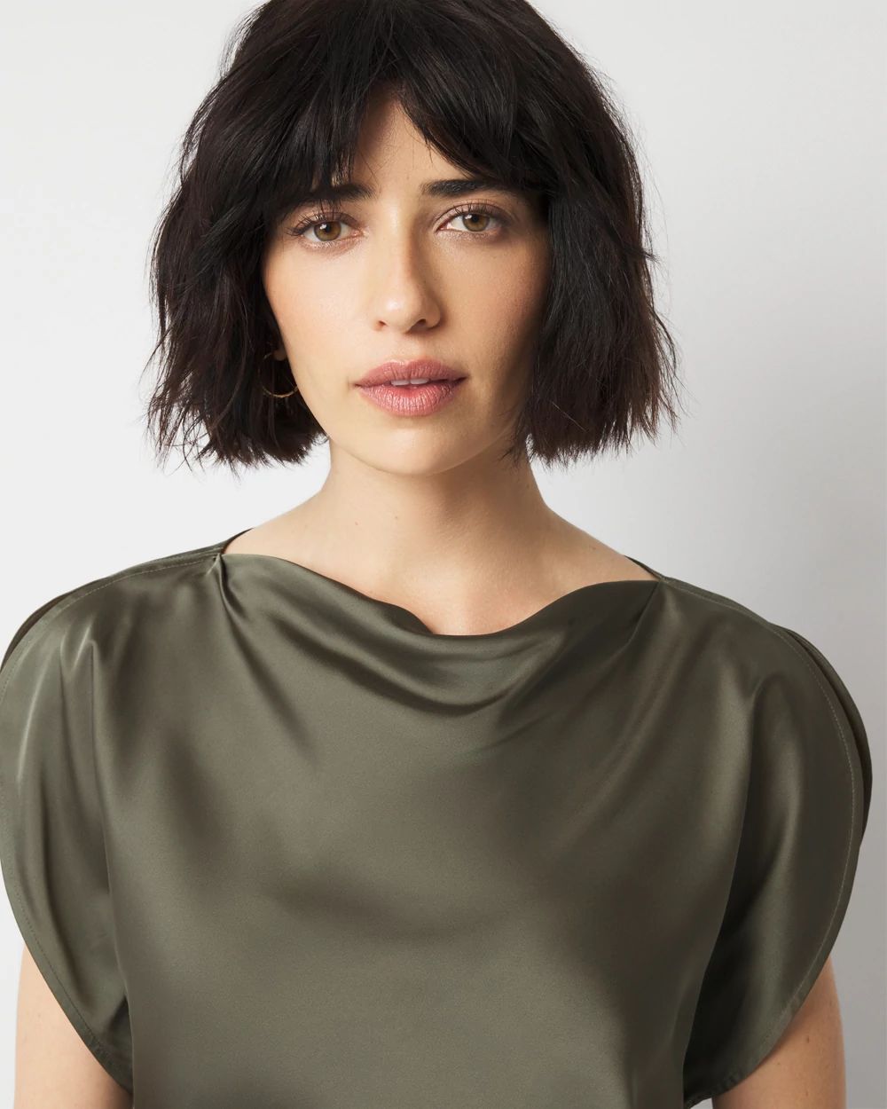 Satin Petal Sleeve Blouse