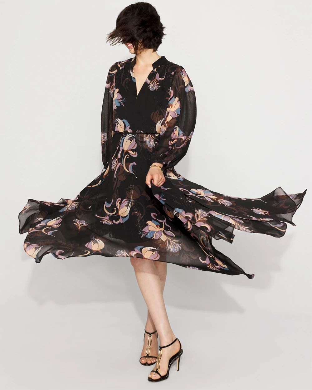 Chiffon + Lurex Maxi Dress