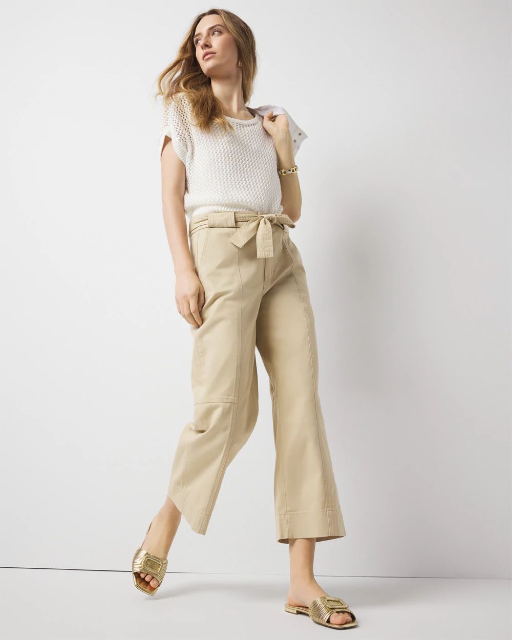 Extra High-Rise Pret Belted Wide Leg Cropped Pant