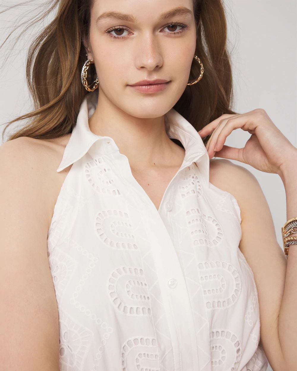 Cotton Eyelet Asymmetric Dress