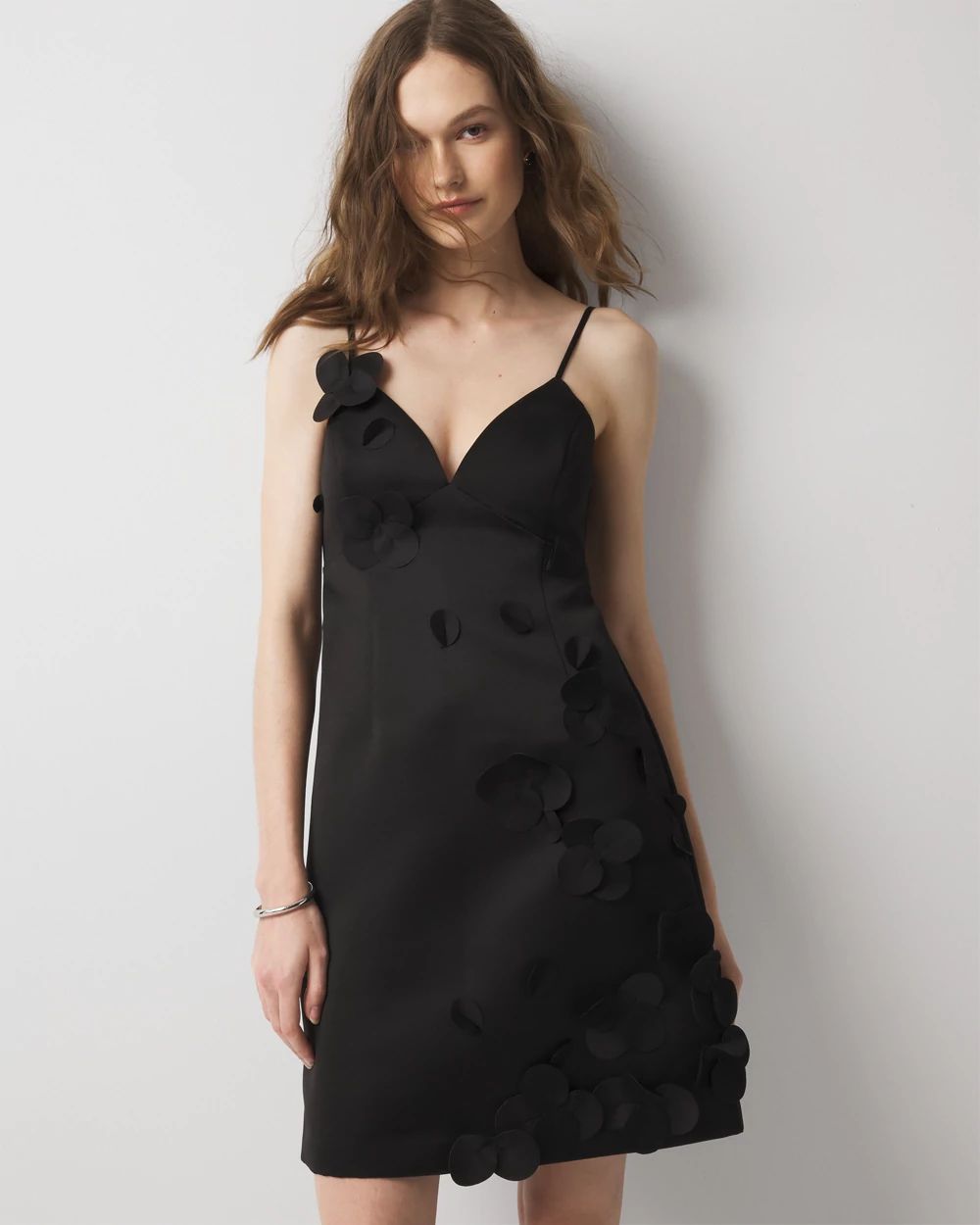 Floral Appliqué Mini Dress