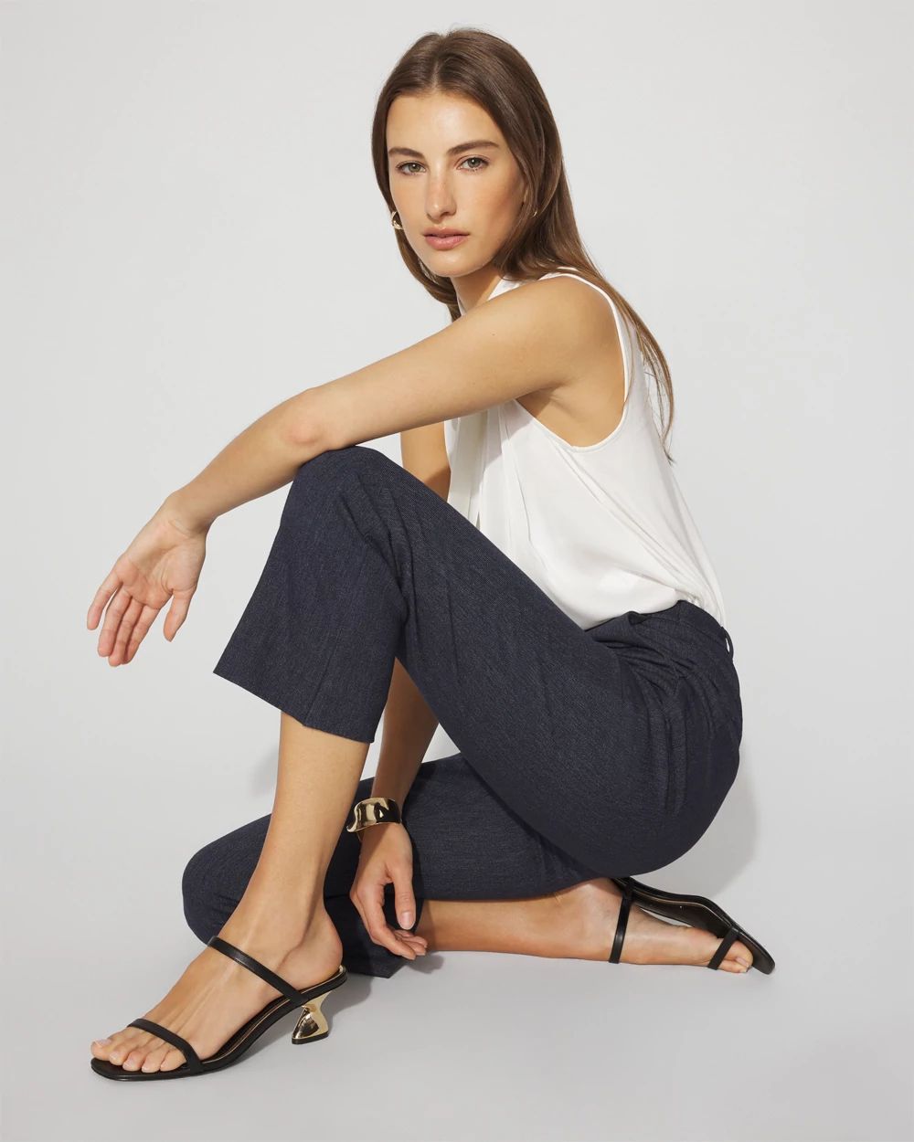 Tailored Denim-Look Kick Flare Pant