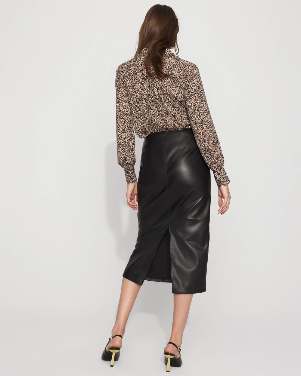 Faux Leather Midi Pencil Skirt