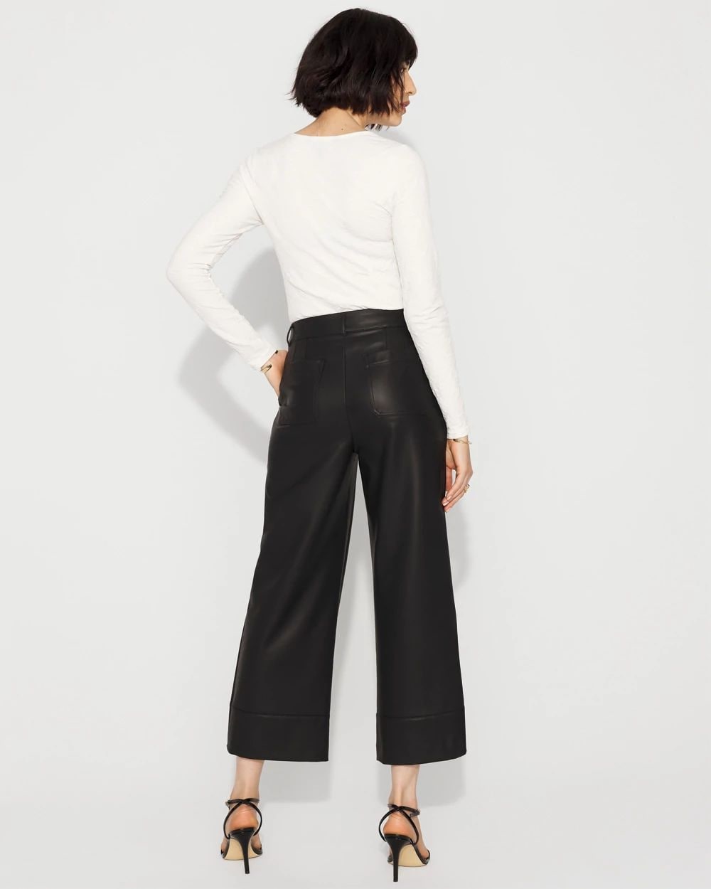 Faux Leather Wide Leg Crop