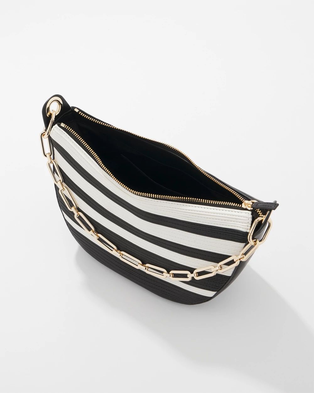 Black + White Crescent Shoulder Bag