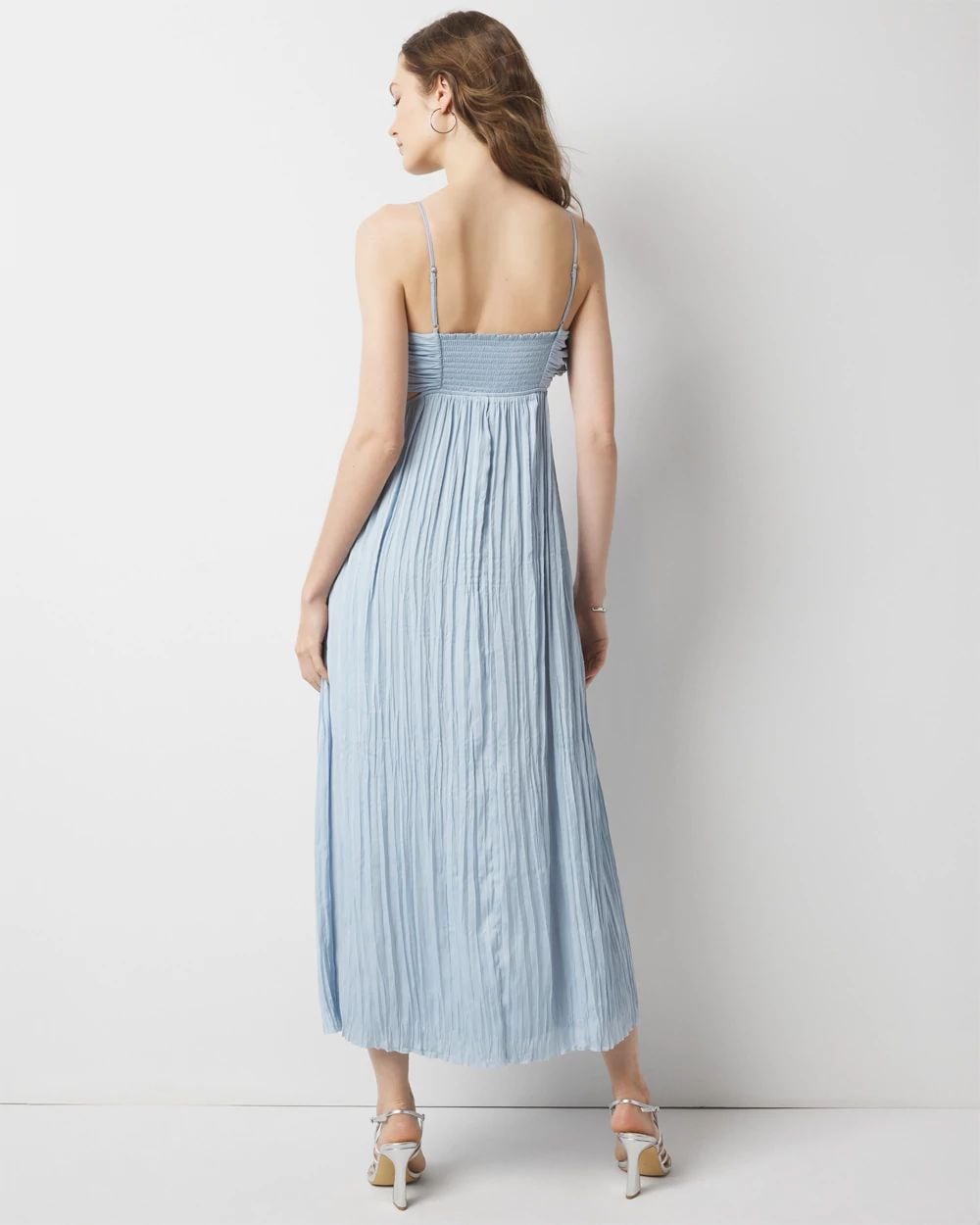 Textured Satin Cutout Midi Dress