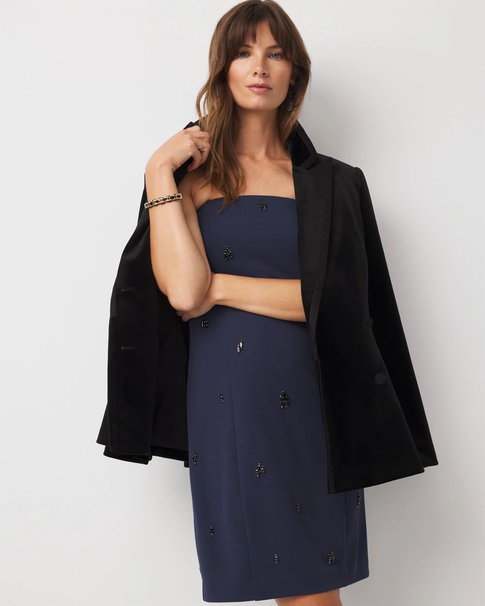 Petite Embellished Strapless Mini Dress