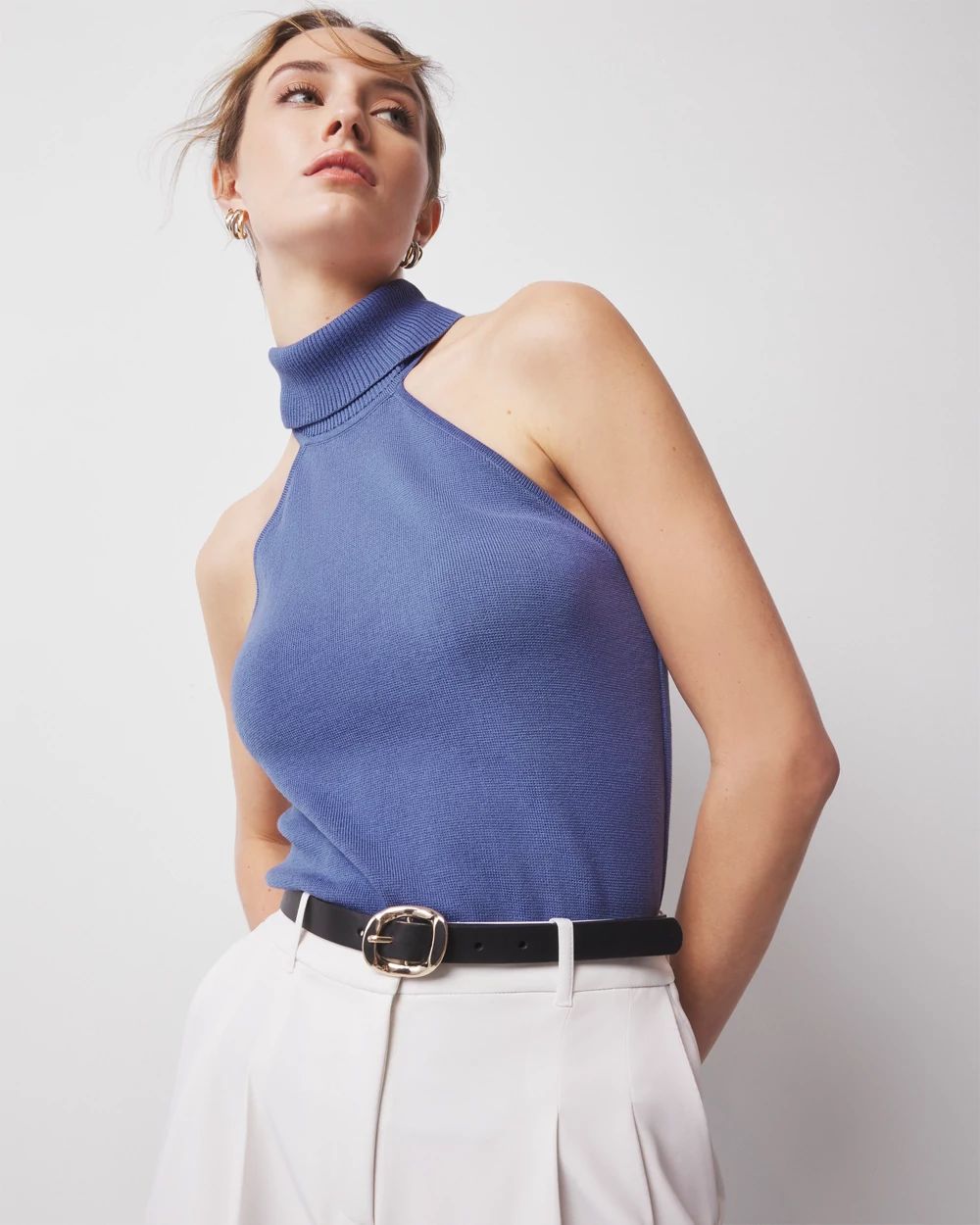 Petite Halter Turtleneck Sweater