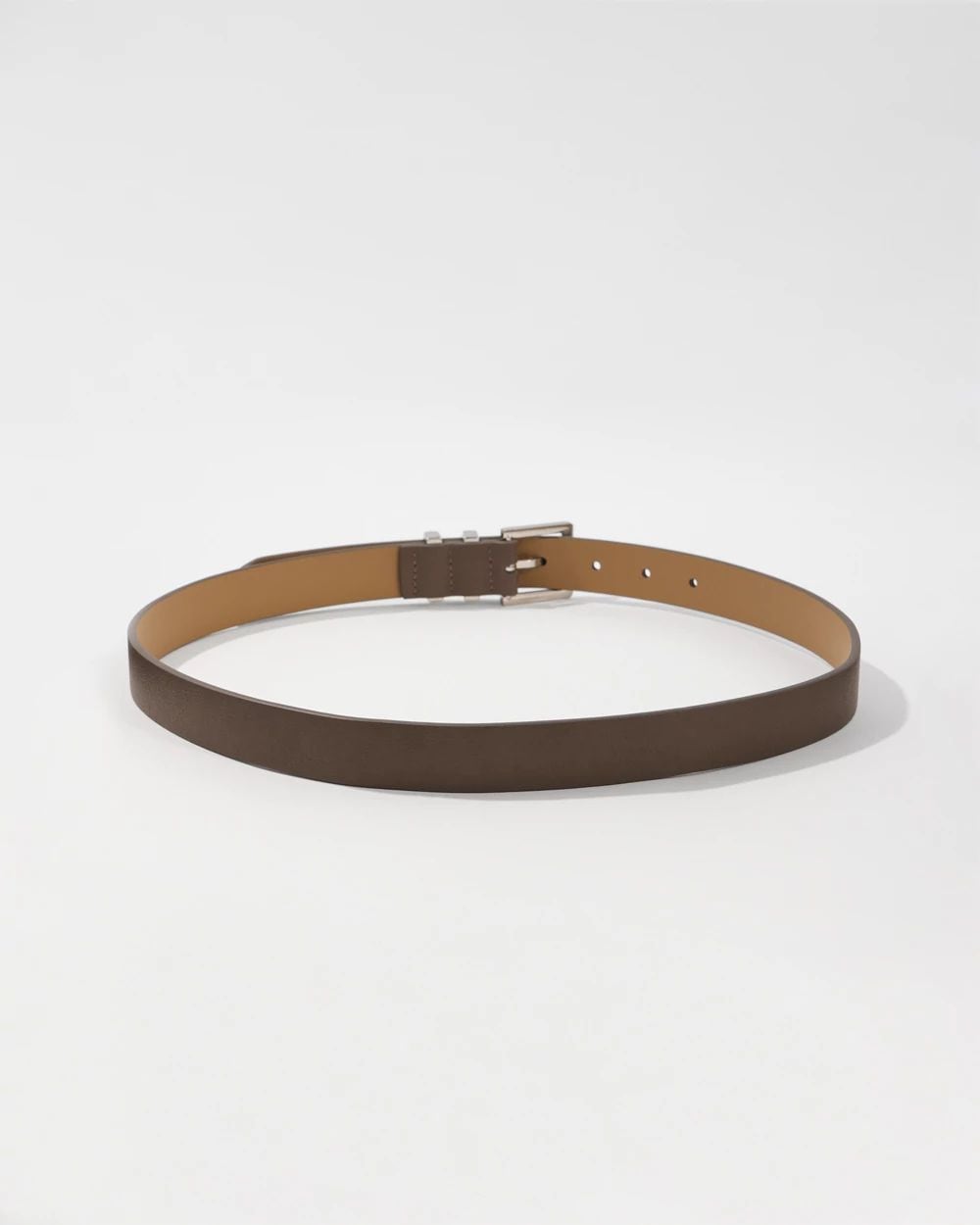 Silver Buckle Taupe Pant Belt