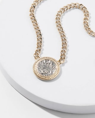 Mixed-Metal Coin Short Necklace